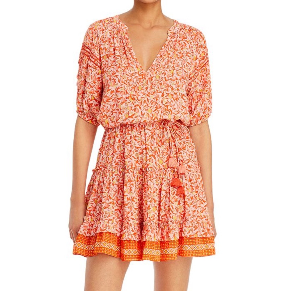 POUPETTE ST BARTH Bona Lemon Print Mini Dress Size Small